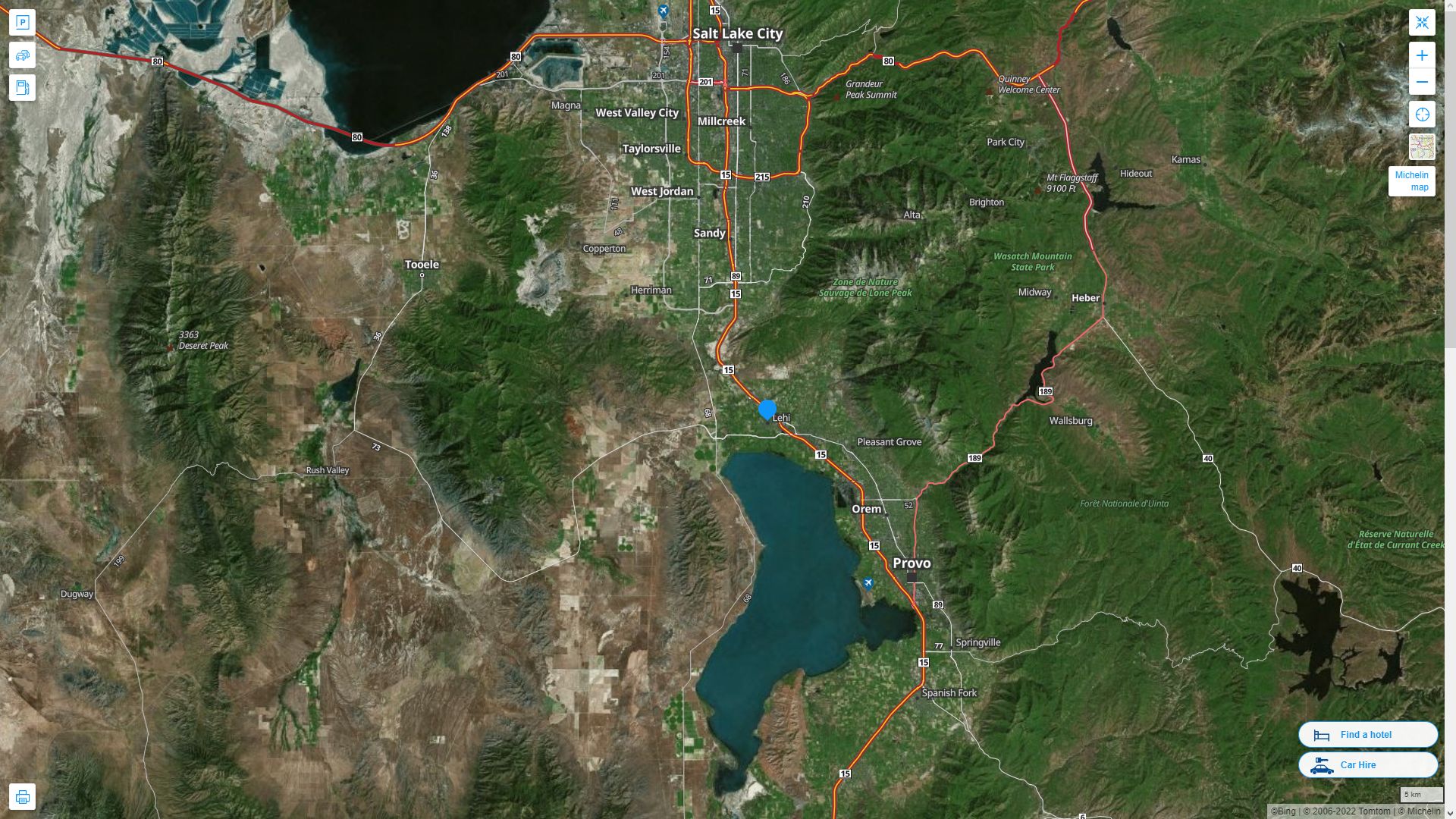 Lehi Utah Highway and Road Map with Satellite View